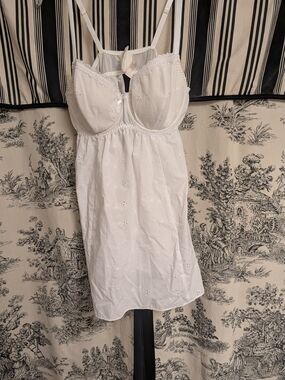 Cacique White Eyelet Cotton Chemise Slip-18/20
